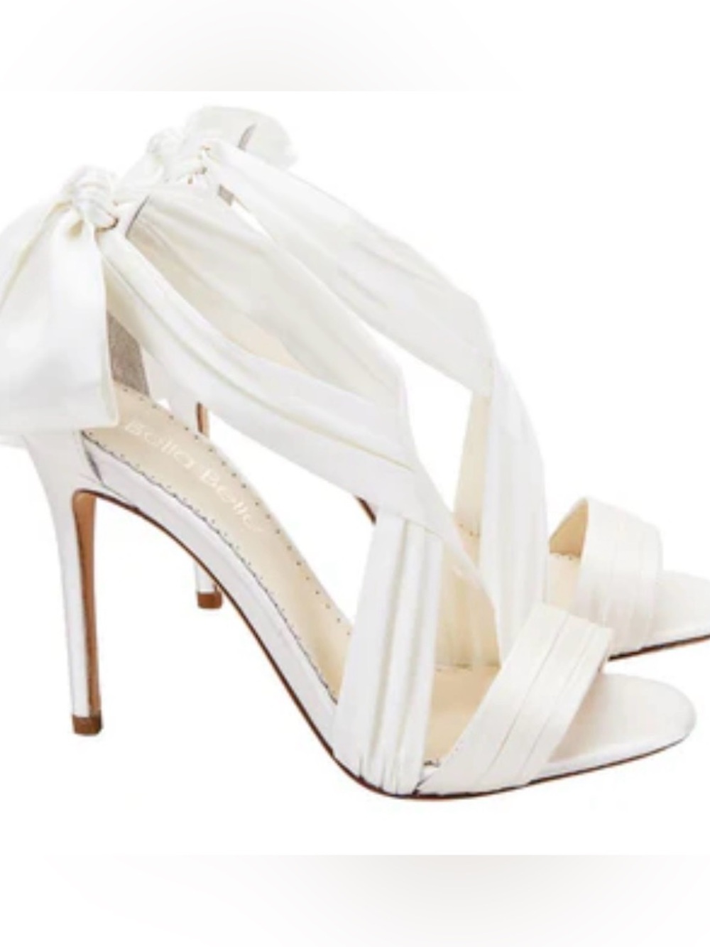 White Silk Strappy High Heel Sandals